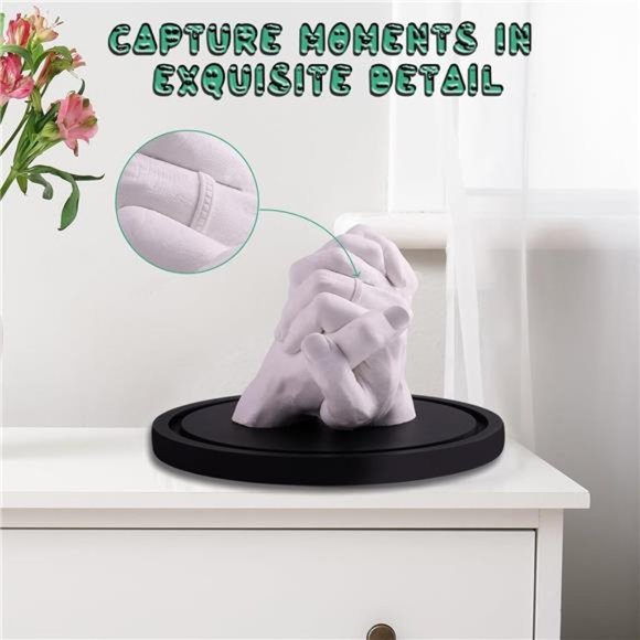 Hand Casting Kit - DIY Hand Plaster Mold Kit, with String Lights, Wooden Base - Picture 5 of 6